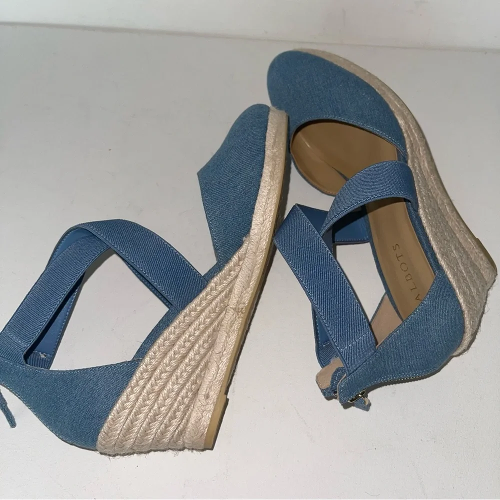 Talbots‎ LYNDSAY D'ORSAY ESPADRILLE WEDGES - DENIM